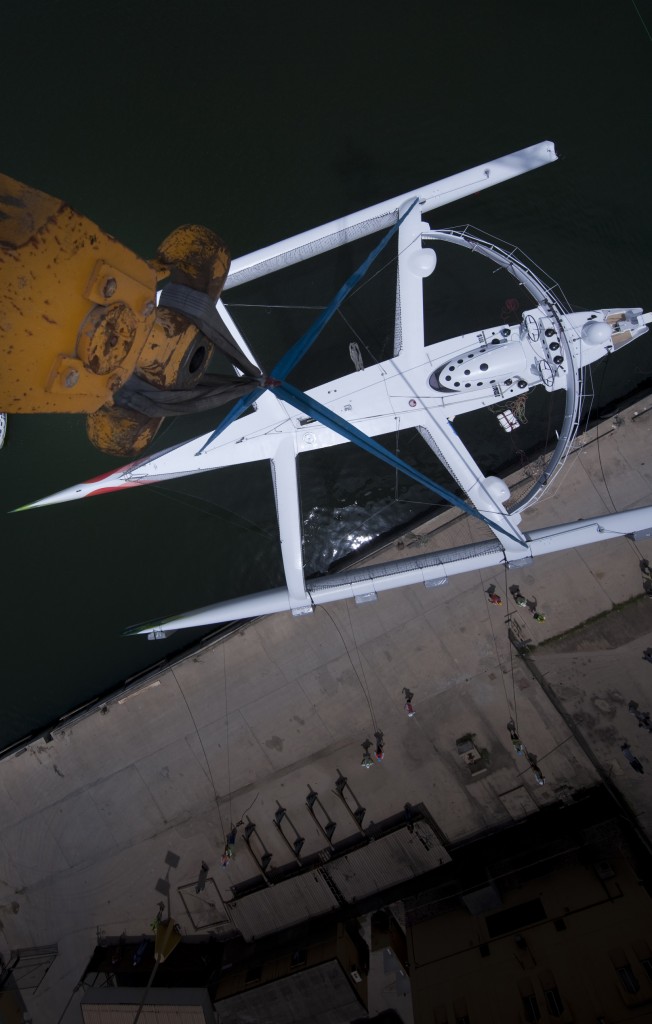 Majan In The Slings Being Launched (Photo by Lloyd Images/Oman Sail)