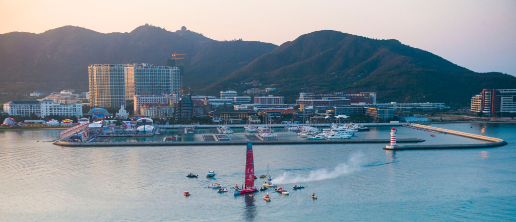 January 27, 2015. Dongfeng Race Team arrives in Sanya in first position, leader of Leg 3 after 23 days of sailing.  (Photo by Victor Fraile/Volvo Ocean Race)