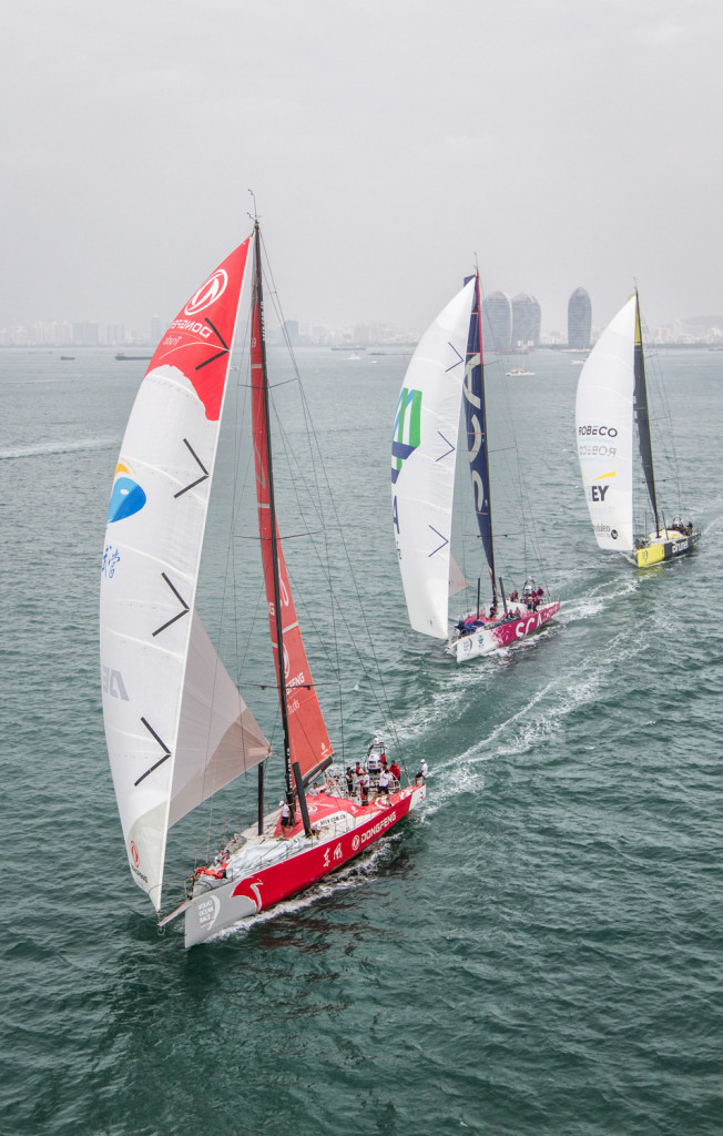 February 5, 2015 in Sanya, China. The six-strong Volvo Ocean Race fleet resumes racing with a ractice Race outside the Serenity Marina.  (Photo © Ainhoa Sanchez/Volvo Ocean Race)