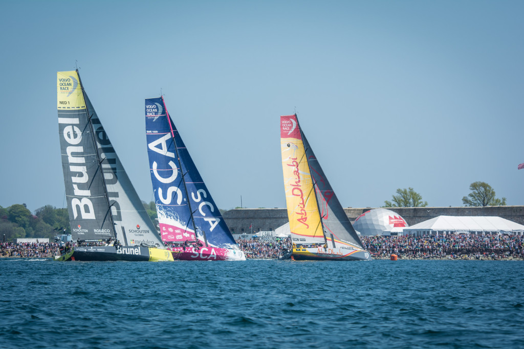 May 17, 2015. Leg 7 Start in Newport; Crowds gather to watch the teams race in port before heading out towards Lisbon. (Photo by Marc Bow / Volvo Ocean Race )