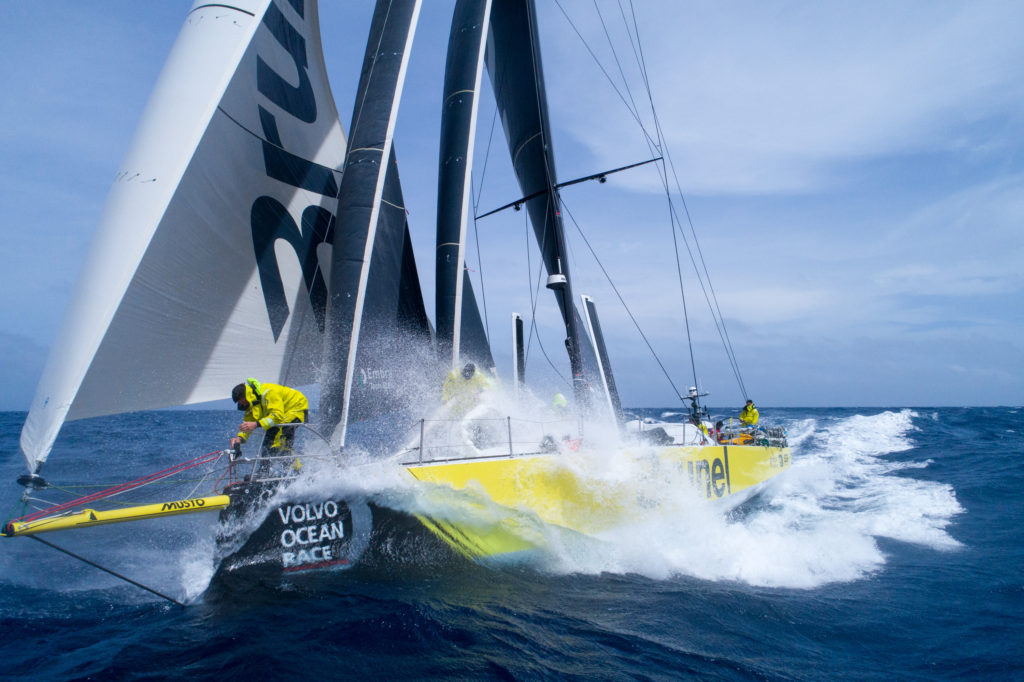Leg 8 from Itajai to Newport, day 15 on board Brunel. Peeling in the North Atlantic one day out from Newport. 06 May, 2018. (Photo © Sam Greenfield/Volvo Ocean Race)