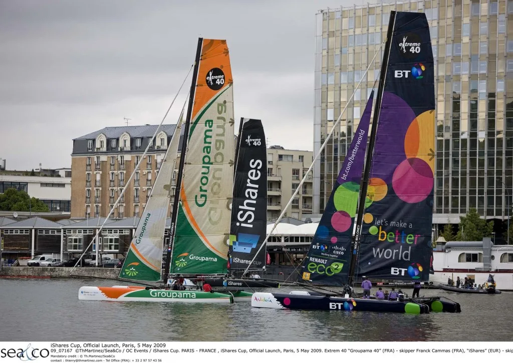 iShares Cup Extreme 40's Sailing on the Seine in Paris (Photo By Thierry Martinez / OC events / iShares Cup