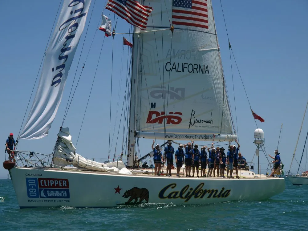 California California skippered by Pete Rollason as they leave Geraldton, Western Australia for Singapore at the start of race 5 in the Clipper 09/10 Round the World Yacht Race. (Photo by Clipper Ventures PLC)