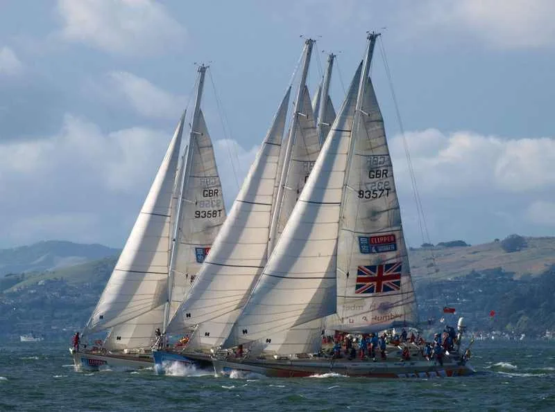 Clipper Fleet Leaving San Francisco Uniquely Singapore leaves San Francisco at the start of 8 to Panama in the Clipper 09-10 Round the World Yacht Race (Photo by Clipper Ventures PLC)