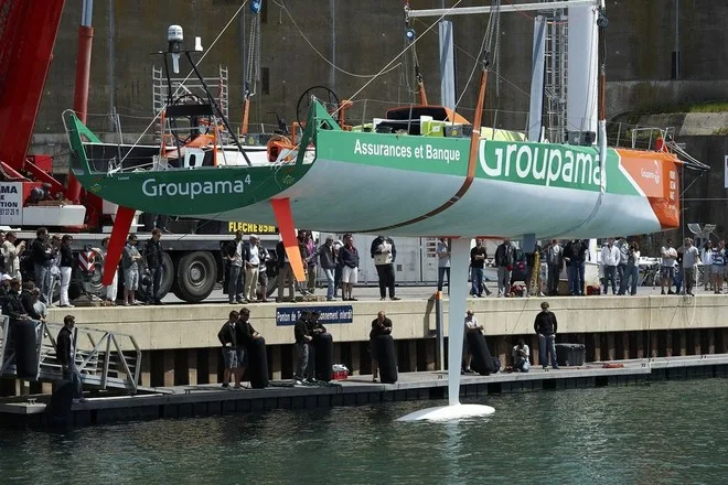 groupama-4_by_yvan_zedda Groupama 4 is launched in Lorient, France (Photo by Yvan Zedda)