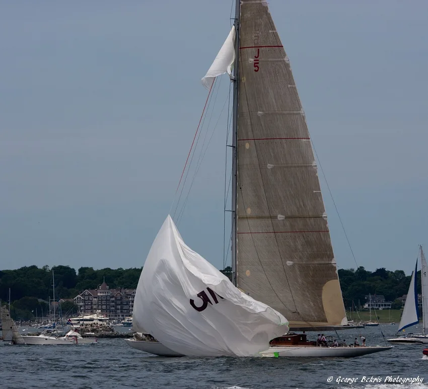 Ranger Tears Spinaker Ranger looses a spinnaker (Photo by George Bekris)