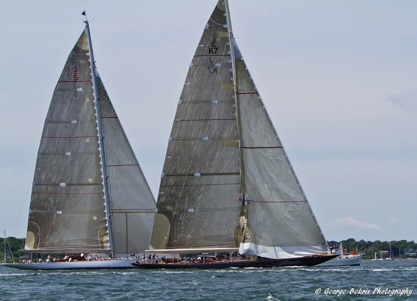 Velsheda Velsheda and Ranger upwind battle (Photo by George Bekris)