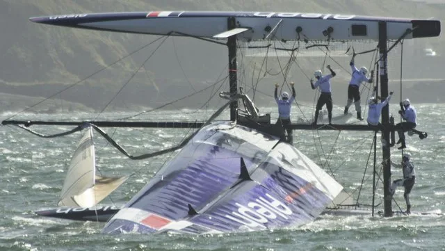 French Crew on Capsized Aleph (Photo by James Avery)