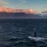 Team Telefonica, skippered by Iker Martinez from Spain finishes first on leg 1 of the Volvo Ocean Race 2011-12 from Alicante, Spain to Cape Town, South Africa at 18:14:25 UTC. (Photo by IAN ROMAN/Volvo Ocean Race)