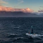 Team Telefonica, skippered by Iker Martinez from Spain finishes first on leg 1 of the Volvo Ocean Race 2011-12 from Alicante, Spain to Cape Town, South Africa at 18:14:25 UTC. (Photo by IAN ROMAN/Volvo Ocean Race)