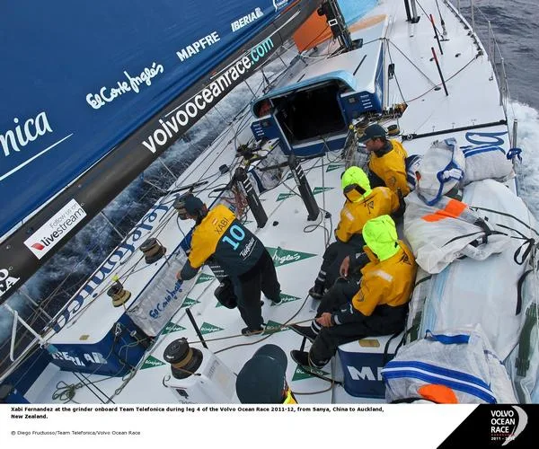 Telefonica Team Telefonica during leg 1 of the Volvo Ocean Race 2011-12, from Alicante, Spain to Cape Town, South Africa. (Photo by Diego Fructuoso/Team Telefonica/Volvo Ocean Race)