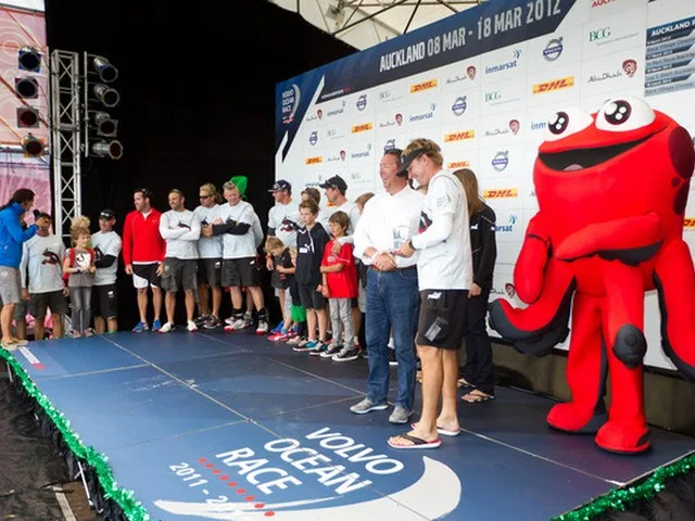Jan Gurander presents 2nd place trophy to Ken Read by Ian Roman Jan Gurander, Chief Financial Officer Volvo Car Corporation, presents PUMA Ocean Racing powered by BERG, skippered by Ken Read from the USA, with the 2nd place trophy for the Auckland In-Port Race, during the Volvo Ocean Race 2011-12. (Photo by Ian Roman / Volvo Ocean Race)