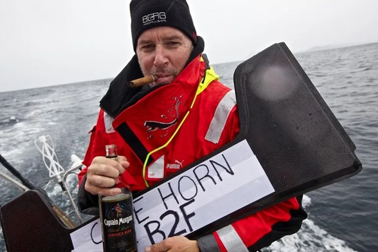 Skipper Ken Read enjoying his time at Cape Horn, by Amory Ross PUMA Ocean Racing powered by BERG rounds Cape Horn at the Southern tip of South America during leg 5 of the Volvo Ocean Race 2011-12, from Auckland, New Zealand, to Itajai, Brazil. (Photo by Amory Ross/PUMA Ocean Racing/Volvo Ocean Race)