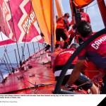 All hands on deck during a sail change onboard CAMPER with Emirates Team New Zealand during leg 6 (Photo by Hamish Hooper/CAMPER ETNZ/Volvo Ocean Race)