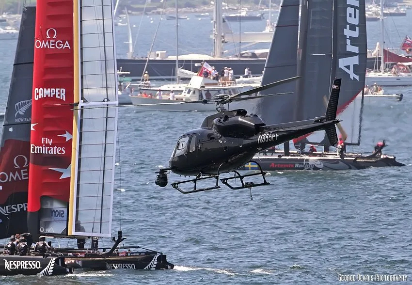 Helicopter Over AC45 (Photo by George Bekris)