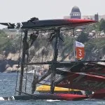 Team Emirates New Zealand Going Over (Photo by George Bekris)