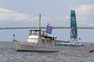 Oman Sail and Newport Bridge prior to the Prologue Start (Photo by George Bekris)