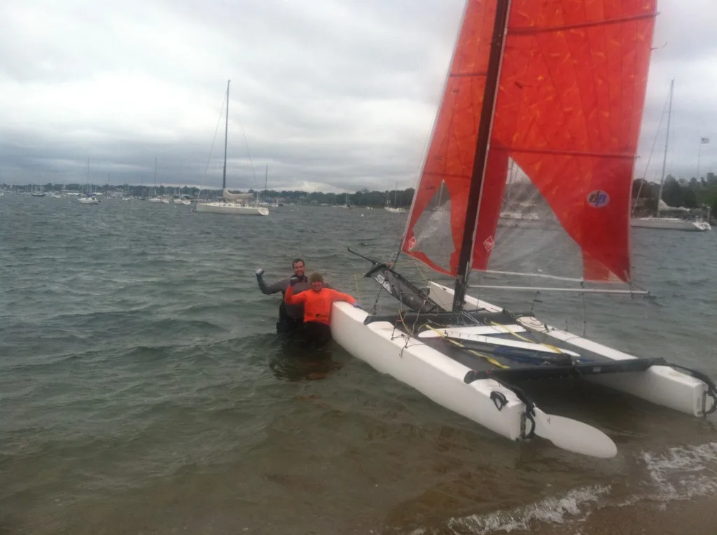 New record holders Dan Flanigan and Max Kramers with their Hobie Tiger New record holders Dan Flanigan and Max Kramers with their Hobie Tiger