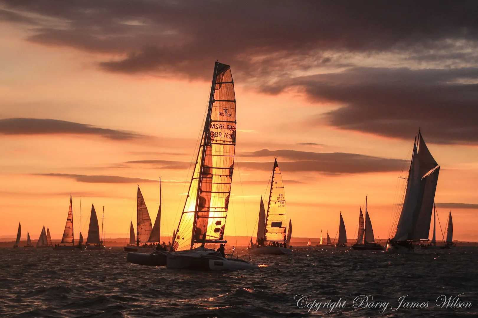 Round the Island yacht racesunrise by Barry James Wilson