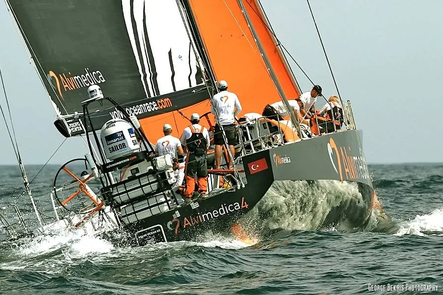 Team Abu Dhabi Ocean Racing and Team Alvimedica leave Newport, RI for the United Kingdom (Photo by George Bekris)