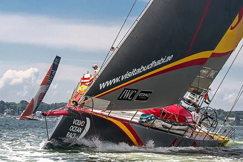 Team Abu Dhabi Ocean Racing and Team Alvimedica leave Newport, RI for the United Kingdom (Photo by George Bekris)