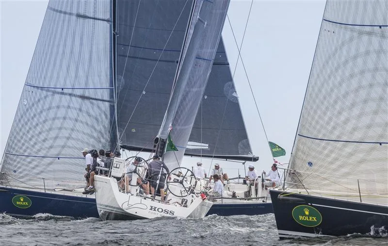 Glenn Darden and Philip Williamson’s Hoss, the new Swan 42 National Champion HOSS, Sail Number: USA 4227, Owner/Skipper: Glenn Darden/ Philip Williamson, Class: Swan 42, Yacht Type: Swan 42, Home Port: Fort Worth, USA MAHALO, Sail Number: USA 4245, Owner/Skipper: Charles Kenahan, Class: Swan 42, Yacht Type: Swan 42, Home Port: Swampscott, MA, USA (Photo by Rolex / Daniel Forster )