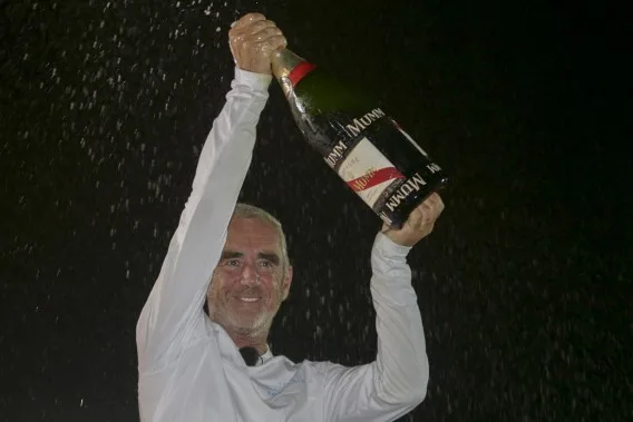 Loick Peyron wins the 2014 Route du Rhum on Maxi Trimaran Banque Populaire VII (Photo © ALEXIS COURCOUX )