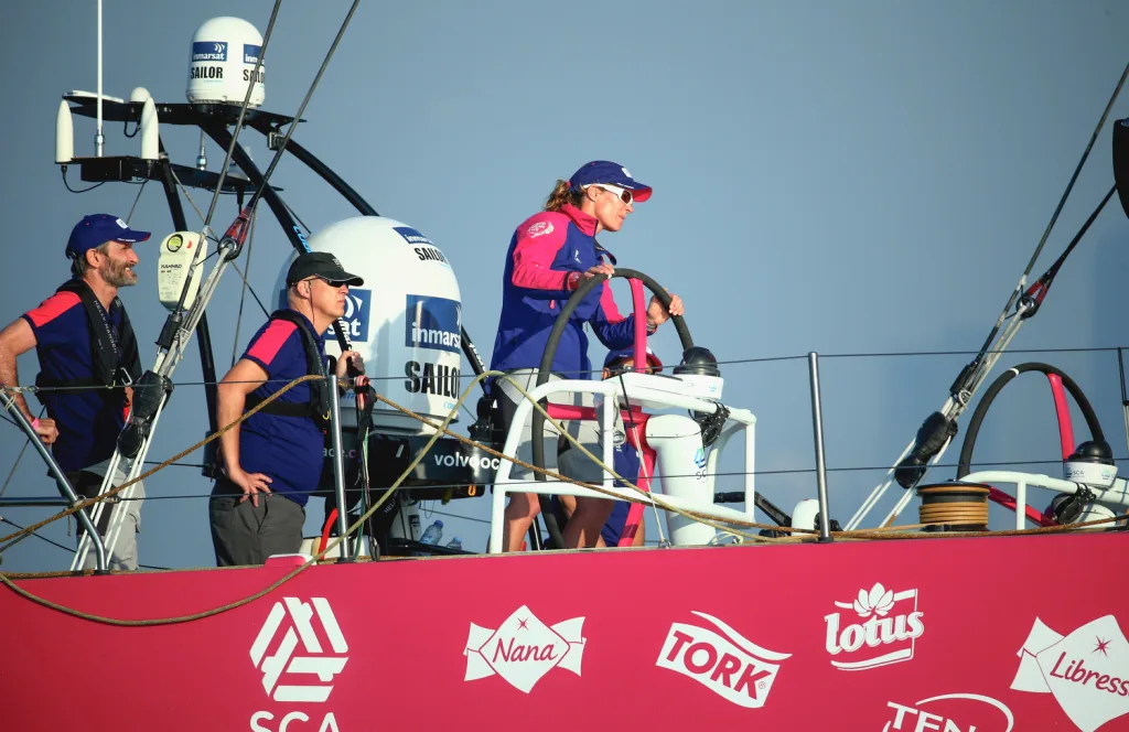 January 2, 2015. Team SCA win the Abu Dhabi In-Port Race. (Photo by Warren Little / Volvo Ocean Race)