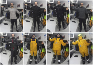 08/02/2015, Barcelona World Race 2014-15, Onboard One Planet One Ocean & Pharmaton with Aleix Gelabert and Didac Costa, Clothing equipment for the Southern ocean ( Photo © Aleix Gelabert and Didac Costa)