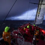March 31, 2015. Leg 5 onboard Dongfeng Race Team. The team enters the Beagle channel on its way to Ushuaia. (Photo by Yann Riou / Dongfeng Race Team/ Volvo Ocean Race)