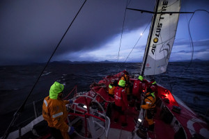 March 31, 2015. Leg 5 onboard Dongfeng Race Team. The team enters the Beagle channel on its way to Ushuaia. (Photo by Yann Riou / Dongfeng Race Team/ Volvo Ocean Race)