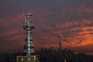 DECEMBER 07: Americas Cup Trophy in New York City. (Photo by Rob Tringali / America's Cup)