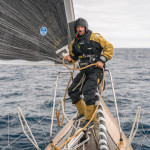 pindrift 2, Trophée Jules Verne, 2015 Sébastien Marsset manoeuvres on the forward deck during a day marked by a slight slowdown.