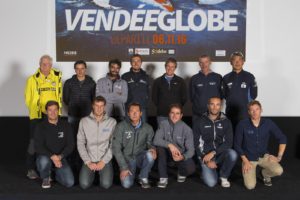 Some of the 29 skippers in the line up for the 2016 Vendee Globe (Photo by Jean-Marie Liot/DPPI/Vendee Globe)