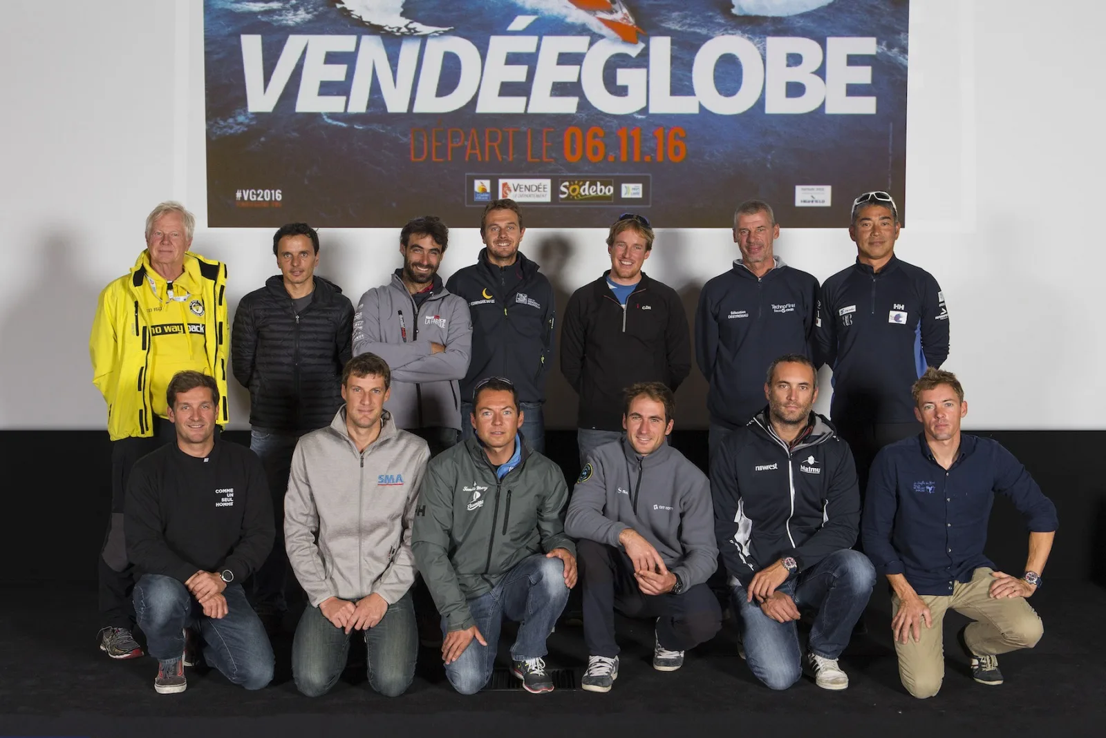 A few of the 29 skippers in the line up for the 2016 Vendee Globe (Photo by Jean-Marie Liot/DPPI/Vendee Globe)