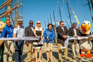 Ribbon cutting for opening of Newport Race Village (Photo © George Bekris)